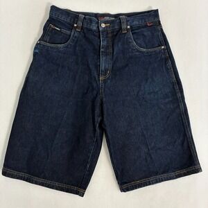 Fubu Shorts Jorts Mens Size 36 Dark Wash Denim Streetwear Hip Hop Skater Grunge